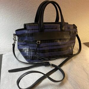 Coach Black/Purple Woven Embossed Leather Top Handle Bag